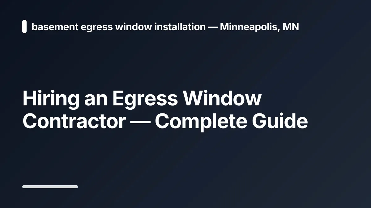 hiring egress window contractor