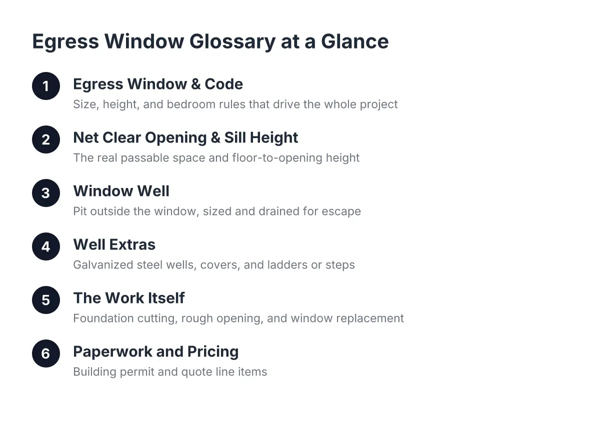egress window installation glossary