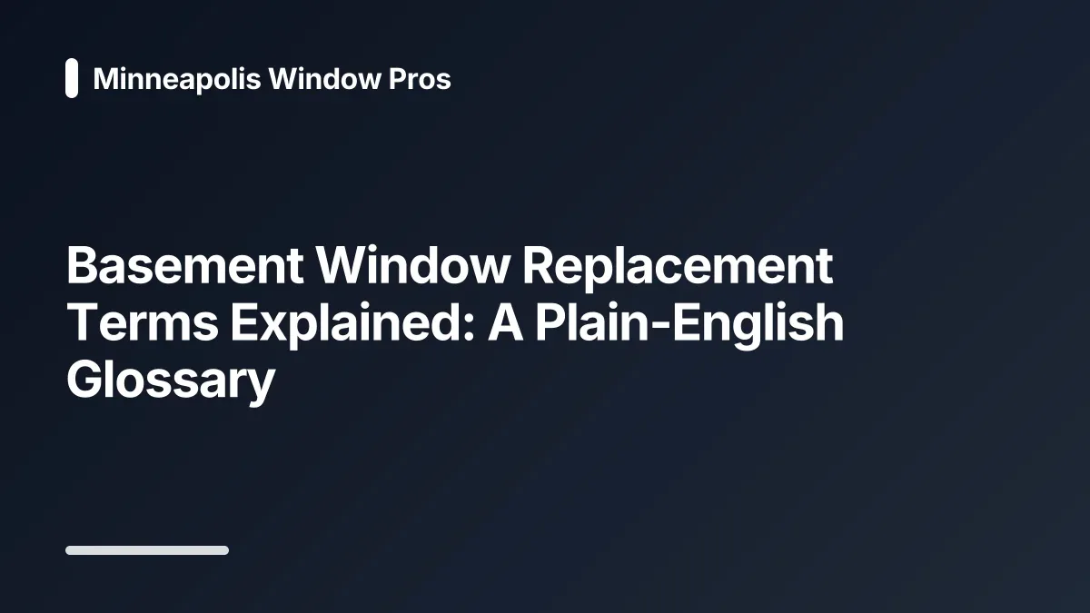 basement window replacement glossary
