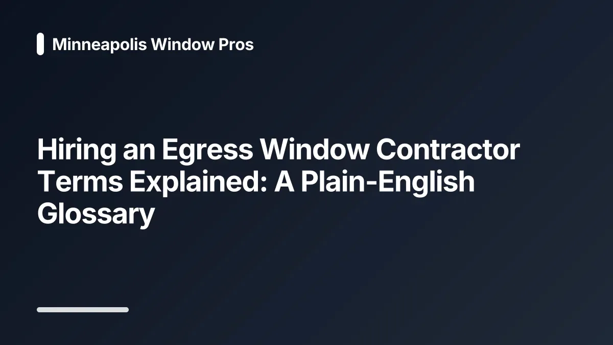 hiring an egress window contractor glossary