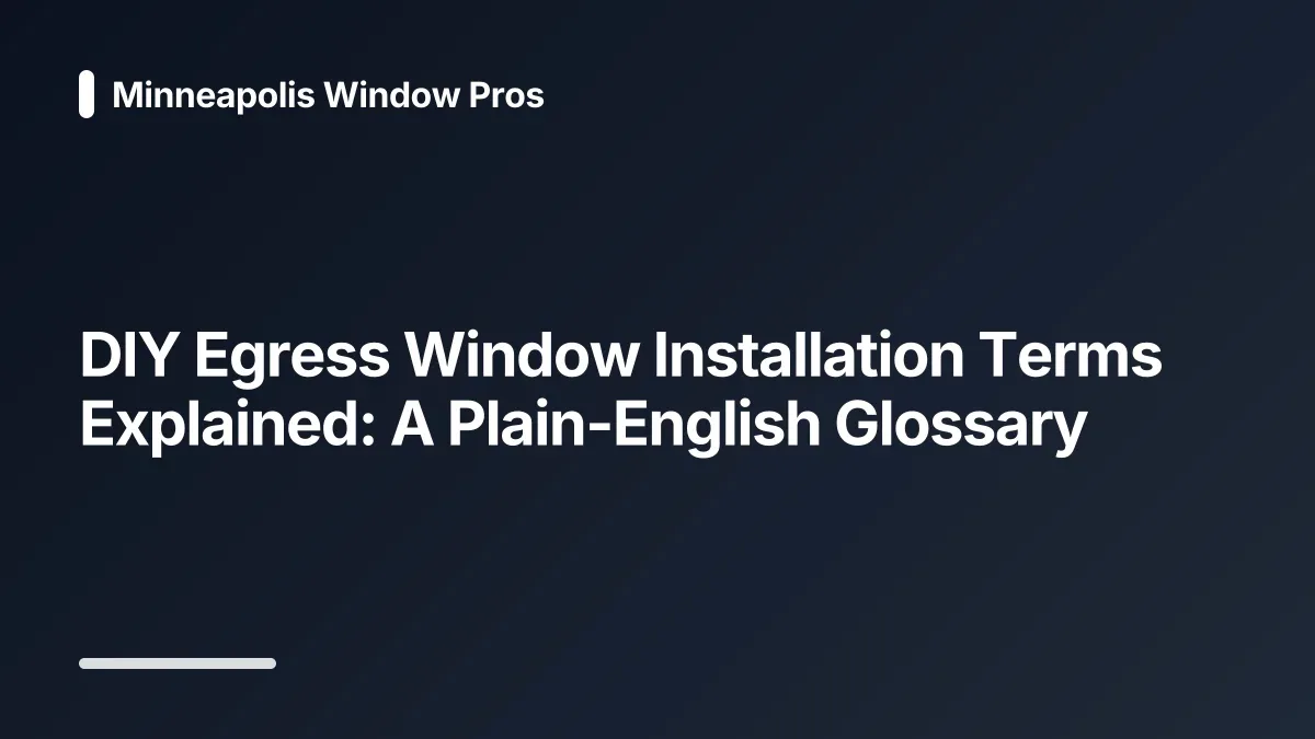 diy egress window installation glossary